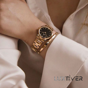 ساعت دنیل ولینگتون بند استیل صفحه مشکی زنانه LU-DW-1186