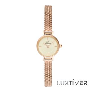 ساعت دنیل ولینگتون زنانه گرد حصیری مینی رزگلد صفحه نباتیLU-DW-2002