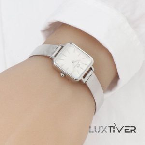 ساعت دنیل ولینگتون زنانه مربعی سیلور سفید LU-DW-1197