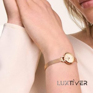 ساعت دنیل ولینگتون زنانه گرد حصیری مینی رزگلد صفحه نباتیLU-DW-2002