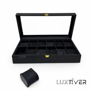 باکس ساعت 12 تایی چرمی مشکیWatches-Box-12-0117