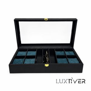 باکس ساعت مچی و عینک چندتایی مشکی طوسی Watches-Box-8-0121